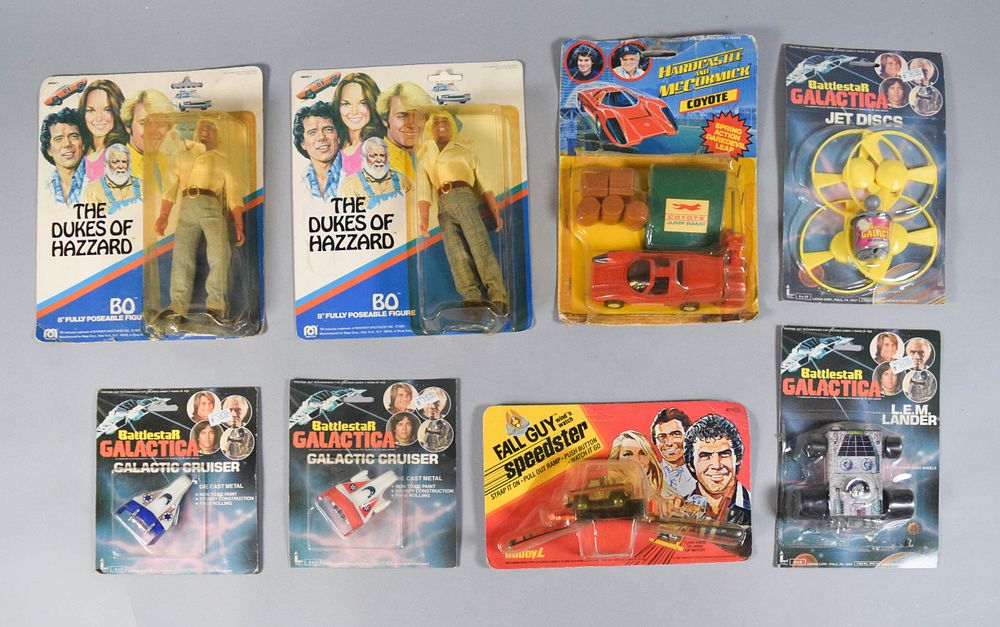 Lot 60: 8 Vintage TV Toys Incl Bo Dukes of Hazzard