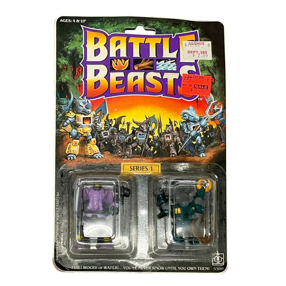 Lot 220: Hasbro Battle Beasts Series 1 Two-Figure Pack, Factory Sealed with Unpunched Card, 1987