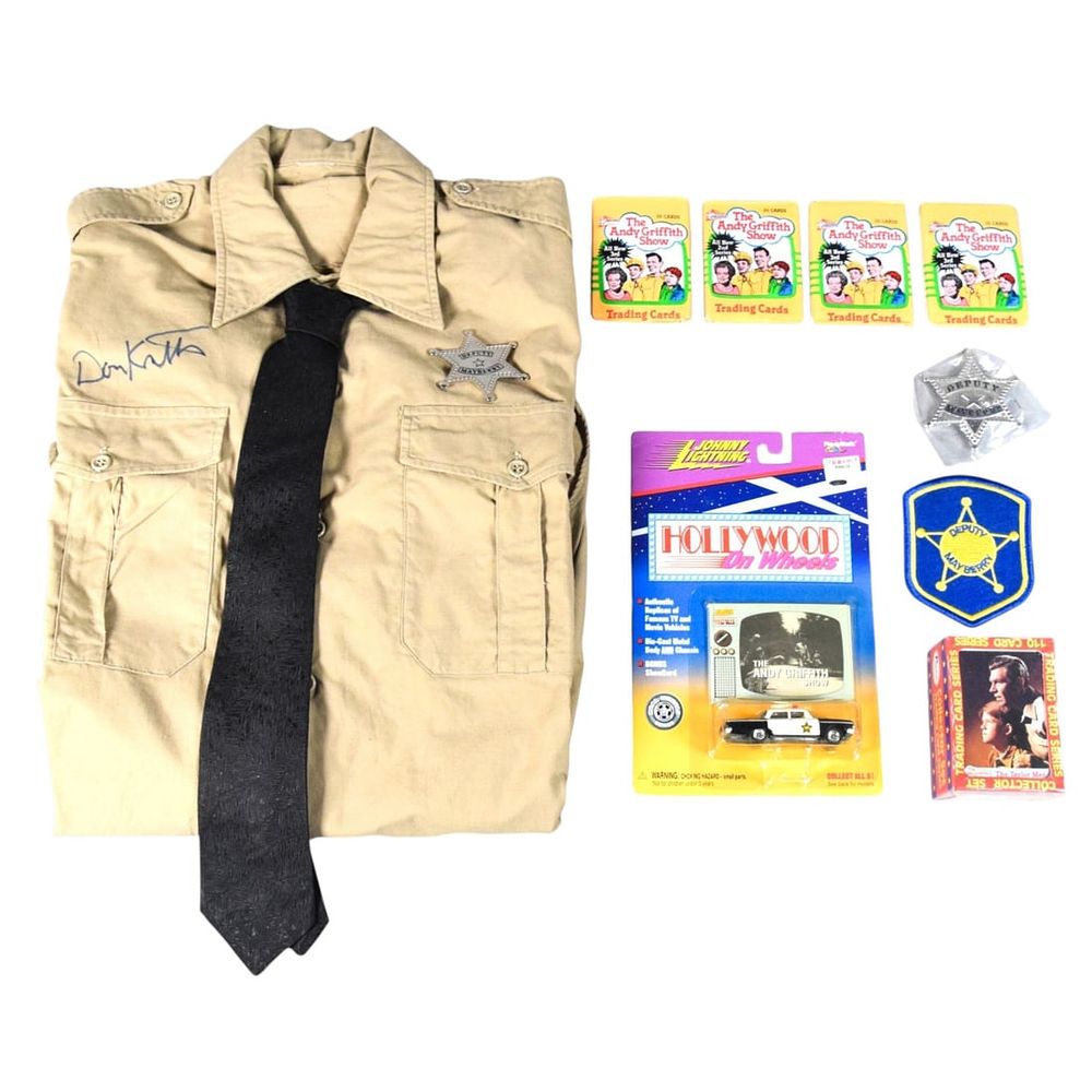 Lot 419: Don Knotts Signed Barney Fife Shirt & Collectibles
