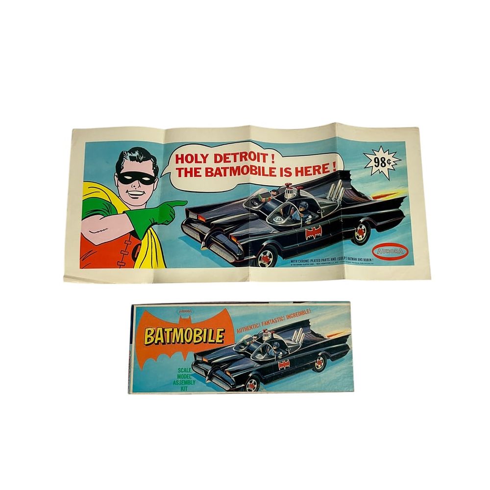 Lot 231: Aurora Batmobile Model Kit & Promo Poster 1966