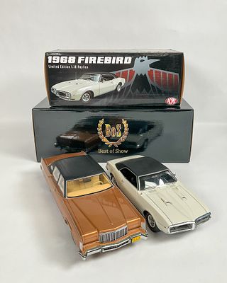 Acme 1:18 1968 Firebird & BOS Lincoln Continental. Two boxed 1:18 scale die-cast replicas 