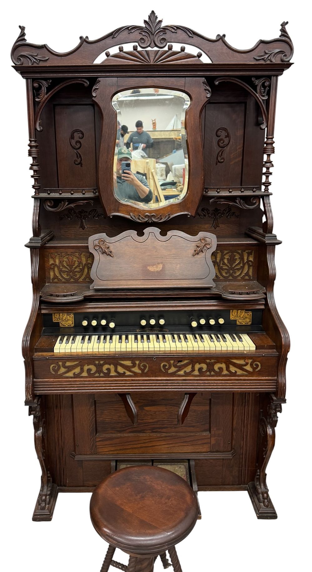 Lot 432: A Beckwith Majestic Grand Pump Organ with Stool