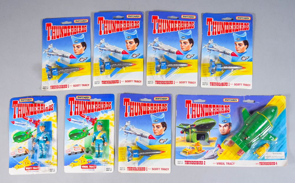 Lot 310: 8 Matchbox Thunderbirds Collection Figures and Vehicles in Original Packaging c. 1992