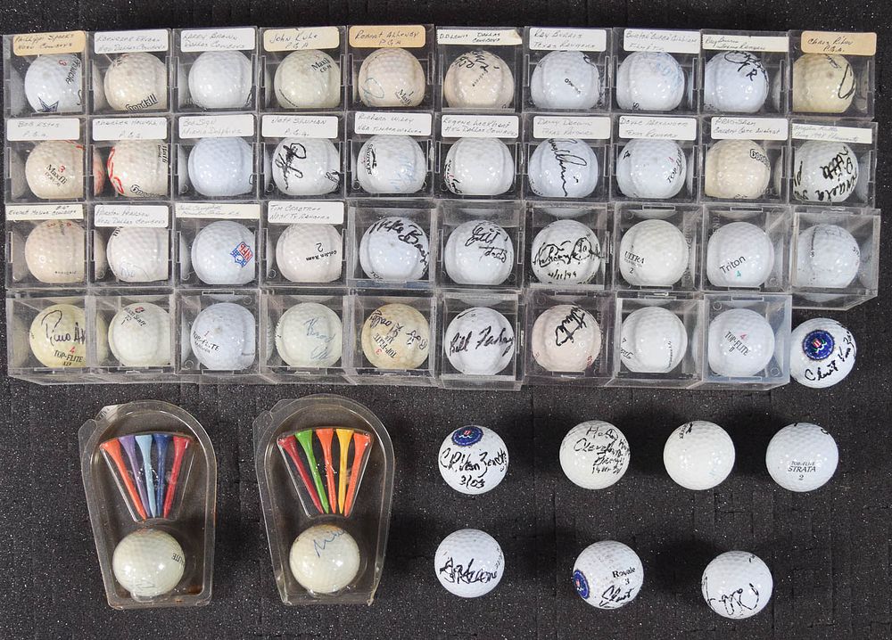 Lot 341: 49 Autographed Golf Balls Late 20th to Early 21st C