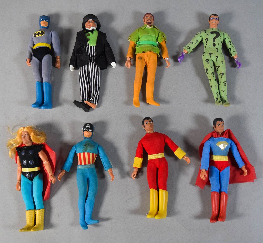 Lot 152: 8 Vintage Superhero Action Figures (Attributed to Mego) c. 1970s