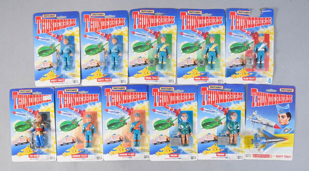 Lot 311: 11 Matchbox Thunderbirds Action Figures and Vehicles c. 1992