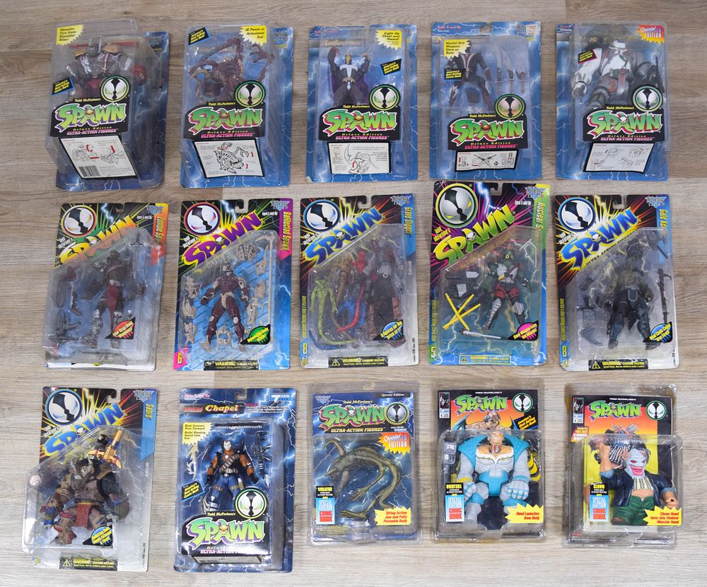 Lot 240: 15 Factory-Sealed Spawn Ultra-Action Figures c. 1994-1997