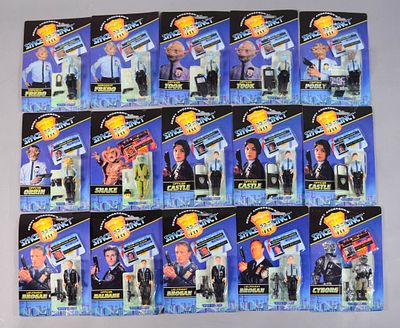 15 Factory-Sealed Space Precinct Action Figures 1994. Collection of 15 vintage action figures 
