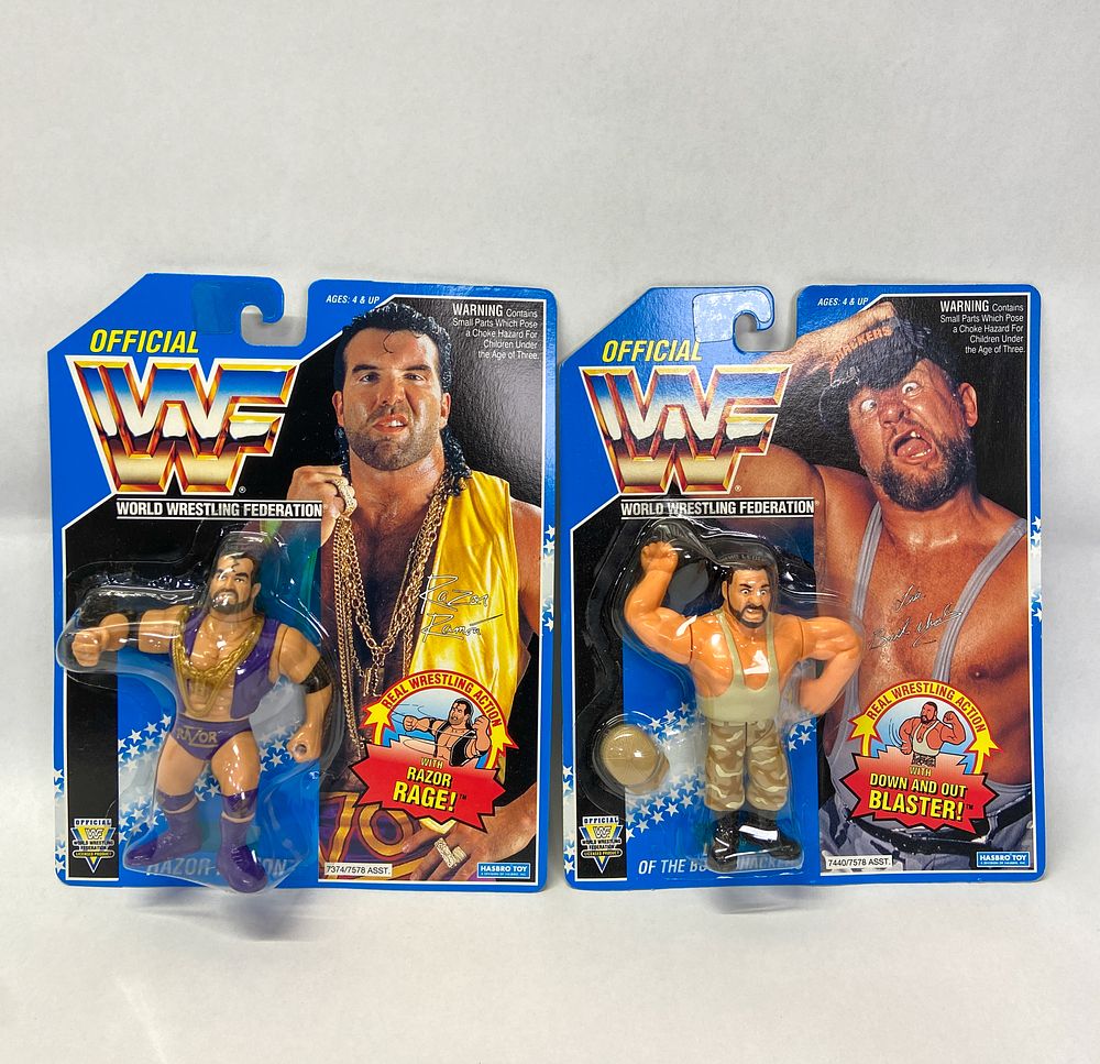 Lot 358: 2 Factory-Sealed Hasbro WWF Action Figures (Razor Ramon and Luke) 1993-1994