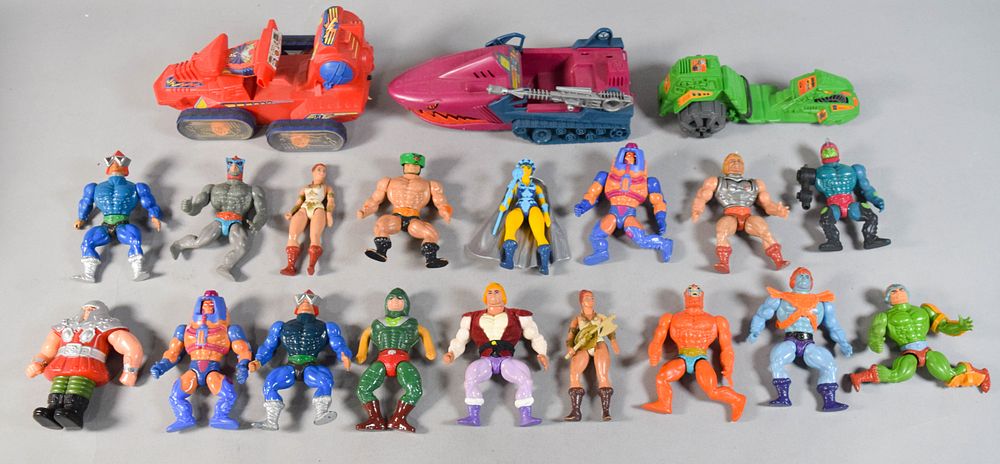 Lot 227: 20 MOTU Action Figure and Vehicle Collection c. 1980s
