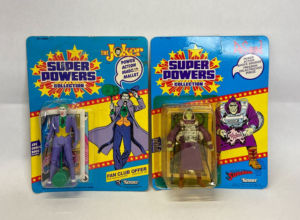 Lot 164: 2 Unpunched Kenner Super Powers Action Figures Incl The Joker and DeSaad