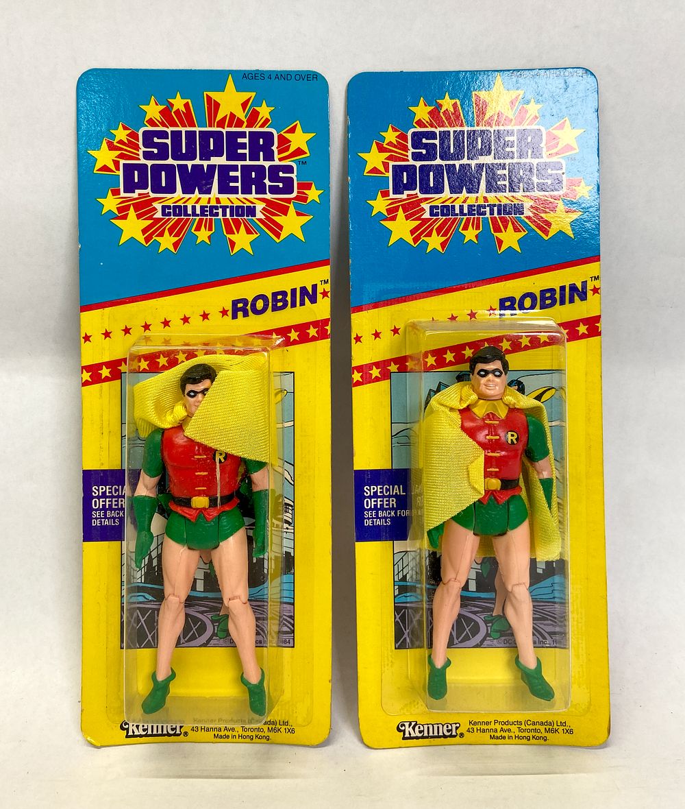 Lot 160: 2 Factory-Sealed Kenner Super Powers Robin Action Figures c. 1984-1986