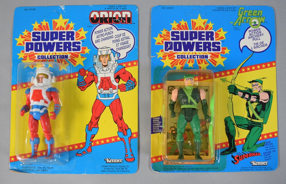 Lot 163: 2 Unpunched Kenner Super Powers Action Figures Incl Orion and Green Arrow
