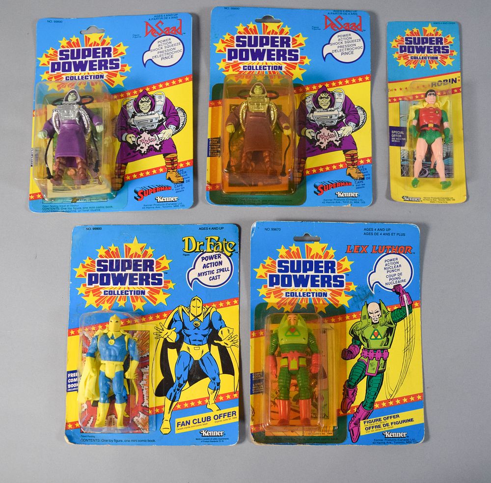 Lot 168: 5 Kenner Super Powers Action Figures Incl Unpunched Dr. Fate