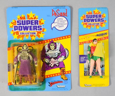 2 Kenner Super Powers Action Figures (DeSaad and Robin). Two factory-sealed action figures from 