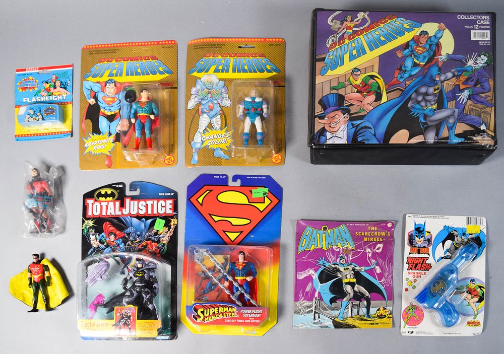 Lot 183: 10 Vintage DC Superhero Action Figures and Memorabilia