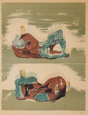 Lot 1 - Henry Moore Lithograph Two Reclining Figures
