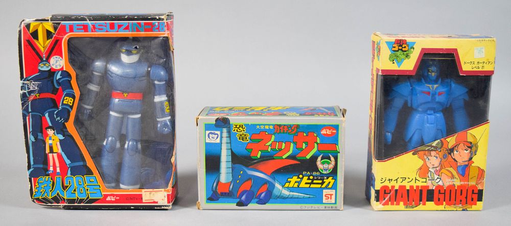 Lot 161: 3 Vintage Japanese Mecha and Robot Toys by Popy and Takara