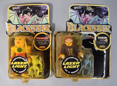 2 Galoob Blackstar Action Figures (Tongo and Vizir) 1983. Two vintage action figures from the 