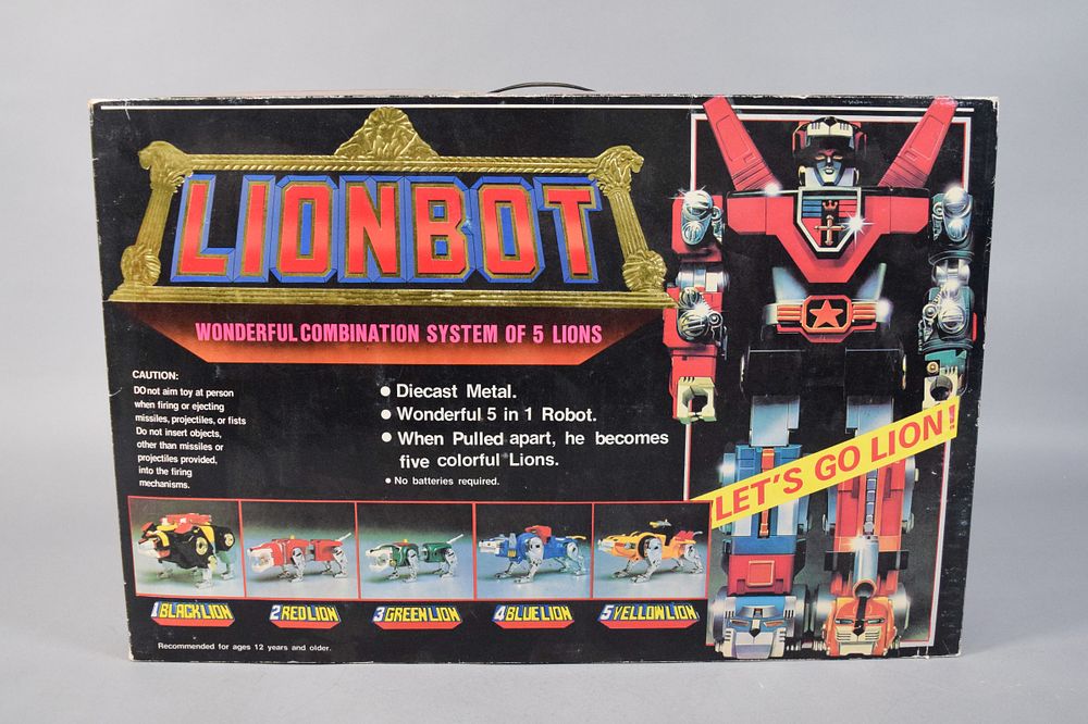 Lot 184: Lionbot Diecast Metal Wonderful 5 in 1 Robot Set in Original Box