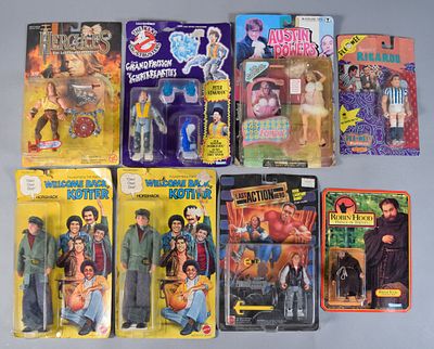 8 Vintage Carded Action Figures Incl Welcome Back Kotter. Collection of eight vintage carded 