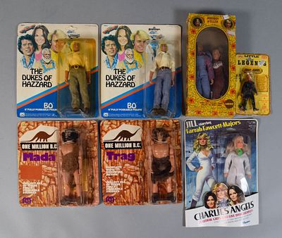 7 Vintage Action Figures and Dolls Incl Dukes of Hazzard and One Million B.C. Seven vintage 