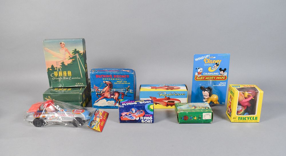 Lot 334: 10 Vintage Tin Litho Toys in Original Packaging