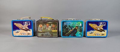 4 Vintage Lithographed Metal Lunchboxes Incl Star Wars. Four vintage lithographed metal 