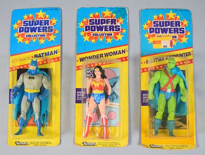 3 Kenner Canada Super Powers Action Figures (Batman, Wonder Woman, Martian Manhunter) . Three 