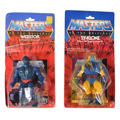 Mattel MOTU Webstor and Sy-Klone Action Figures 1983-1984. Two Mattel Masters of the Universe 