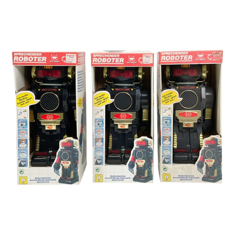 Lot 194: New Bright Dickie Spielzeug Sprechender Roboter Battery-Operated Toy Robots c. 1985-1995