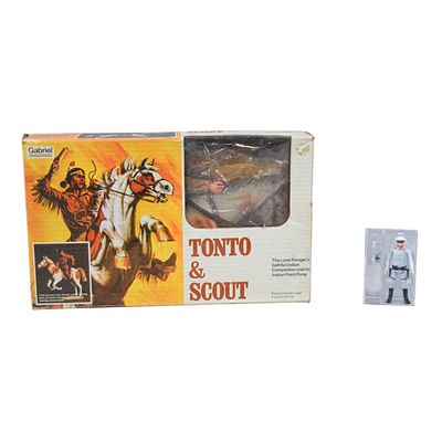 Gabriel The Lone Ranger AFA Graded Figure and Boxed Tonto & Scout Set. Two vintage items from 