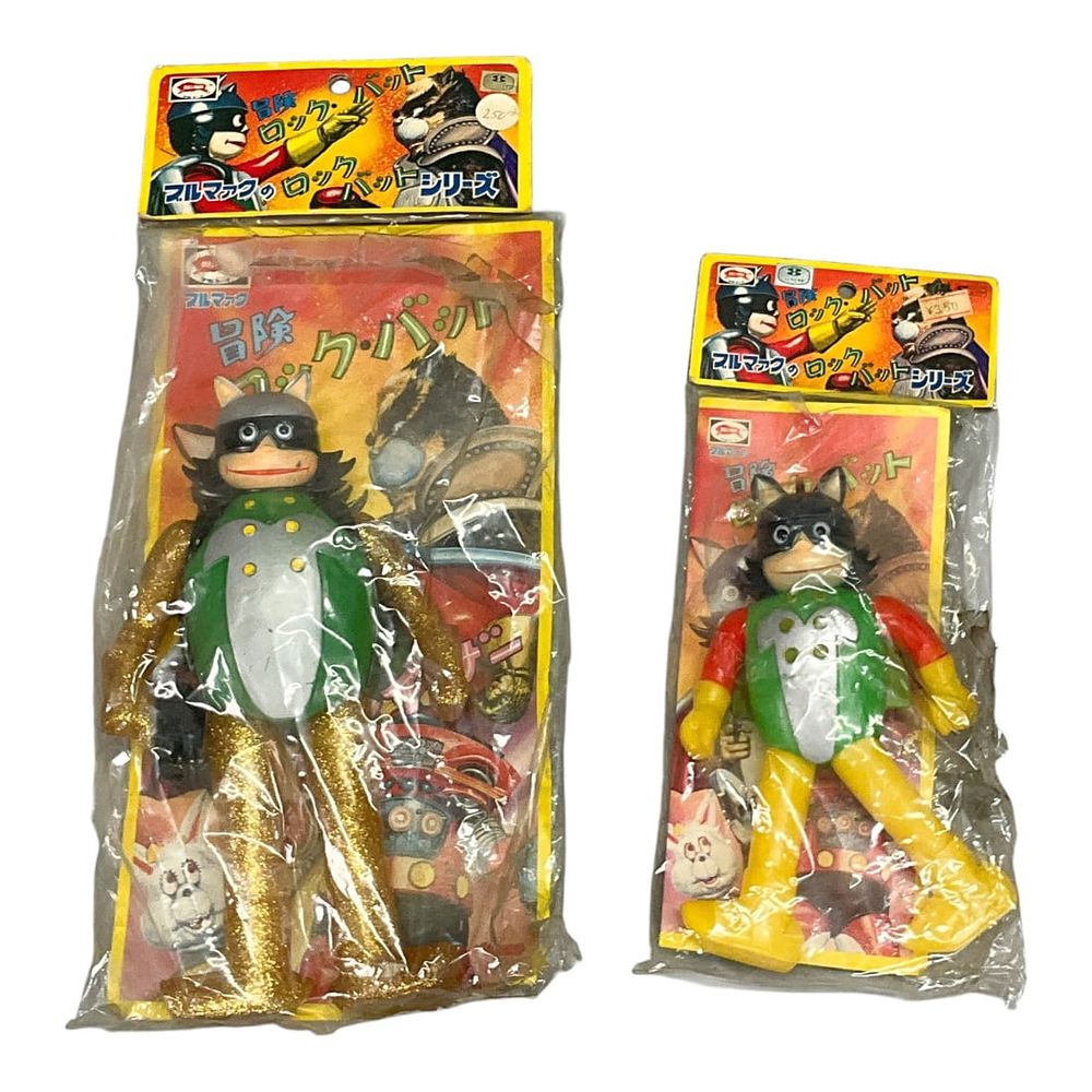 Lot 153: 2 Bullmark Adventure Rockbat Sofubi Action Figures c. 1975
