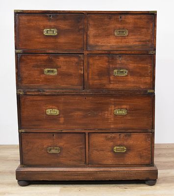 Late 19th Century English Campaign Chest. Late 19th century English high campaign chest with 