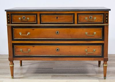 French Empire Commode with Stone Top. French Empire commode with a removable stone top and five 