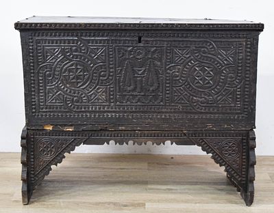 19th Century Carved Moorish Blanket Chest. 19th century carved wooden Moorish blanket chest. 