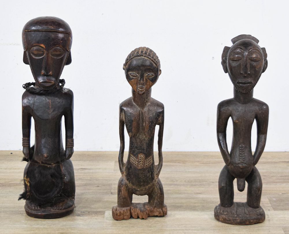 Lot 193: 3 Large Central African Style Carved Wood Figures
