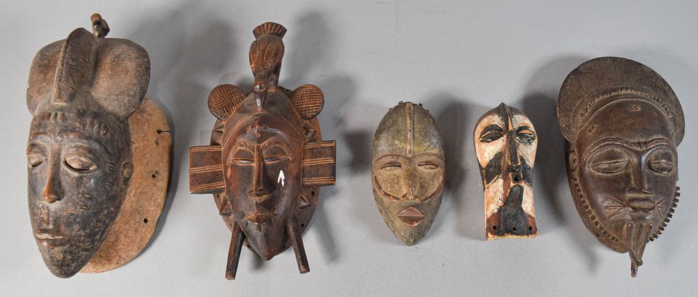 Lot 191: 5 Carved Wood African Tribal Masks