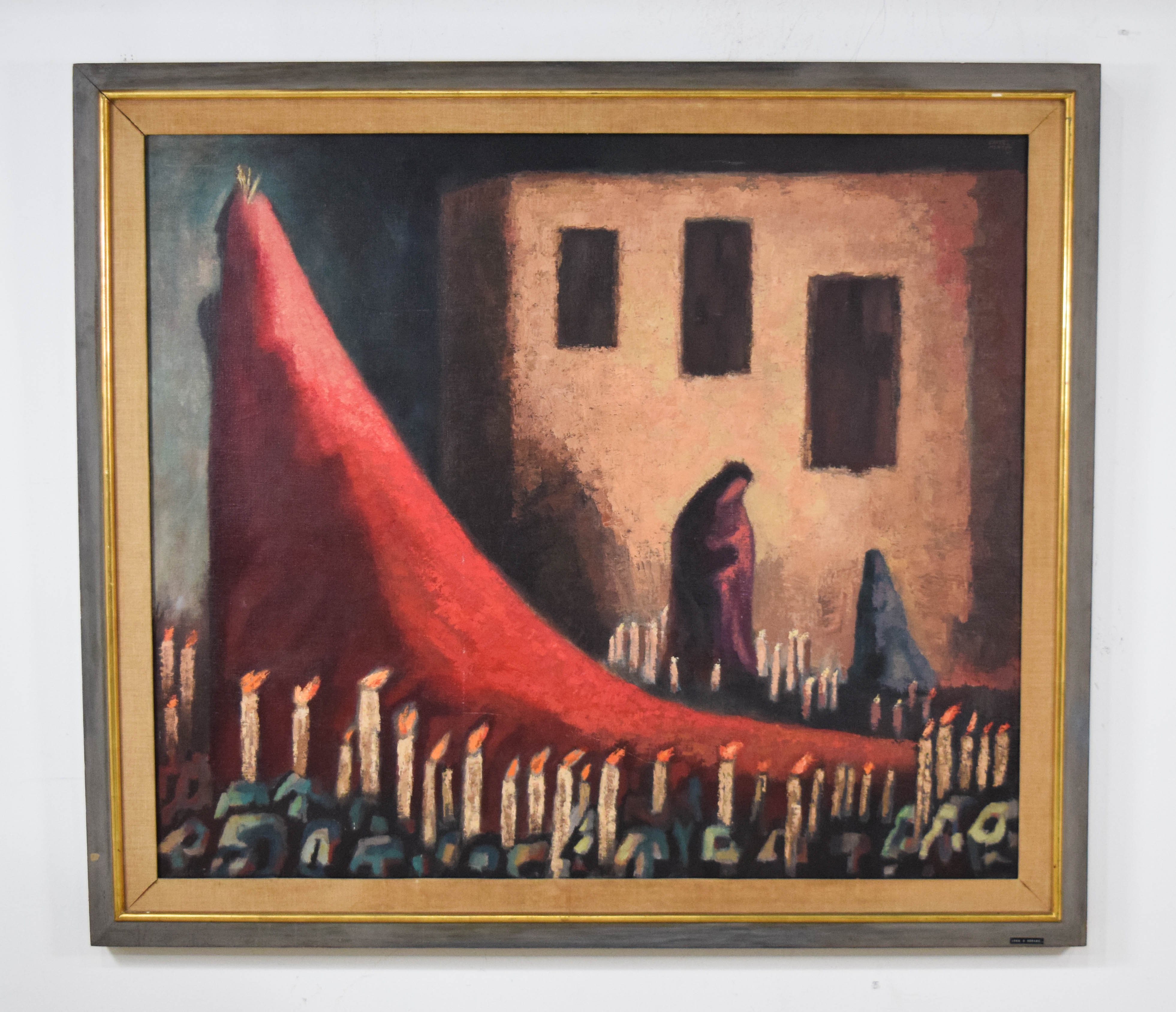 Jose Chavez Morado Oil on Canvas Procession 1960