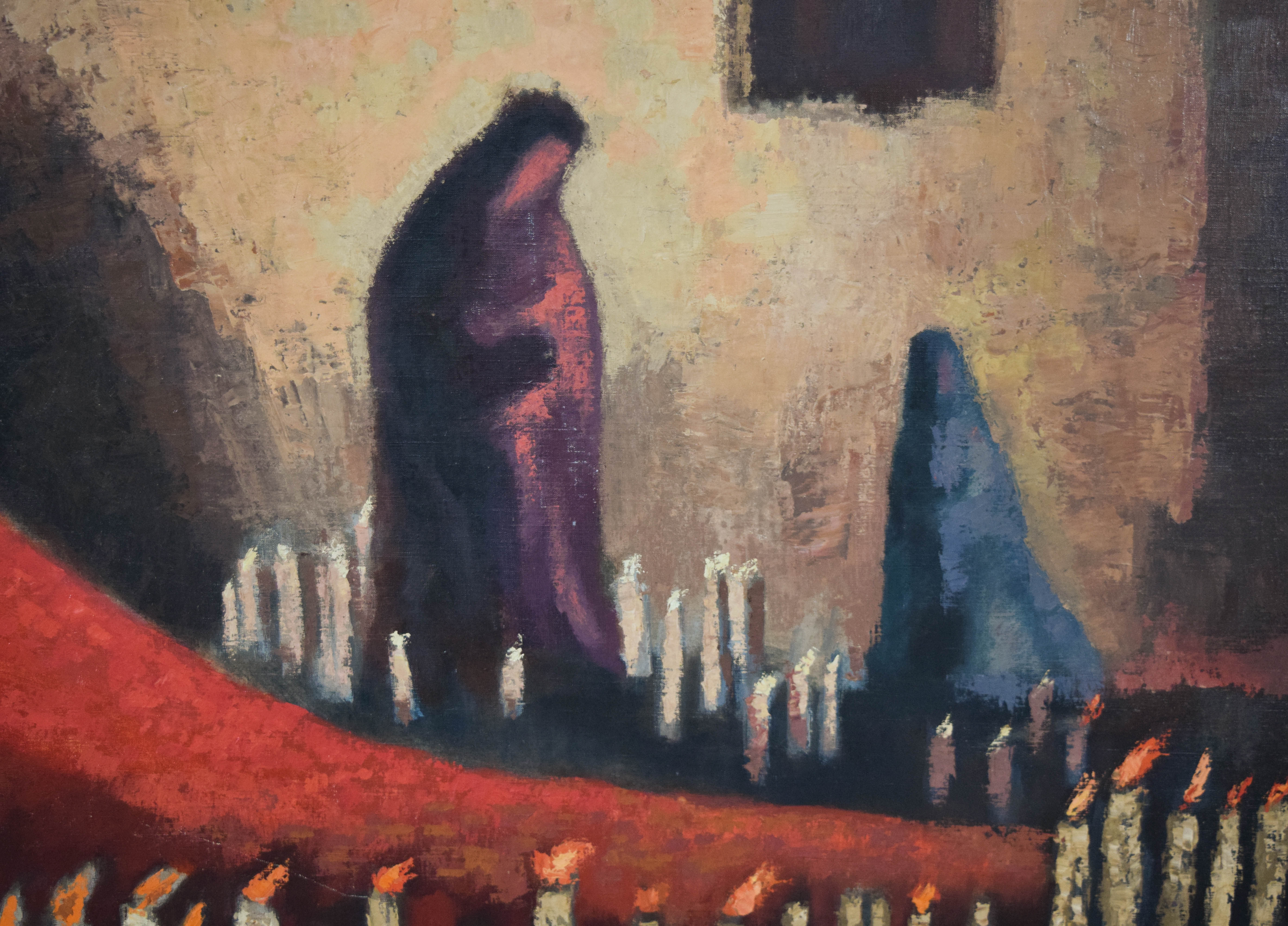 Jose Chavez Morado Oil on Canvas Procession 1960