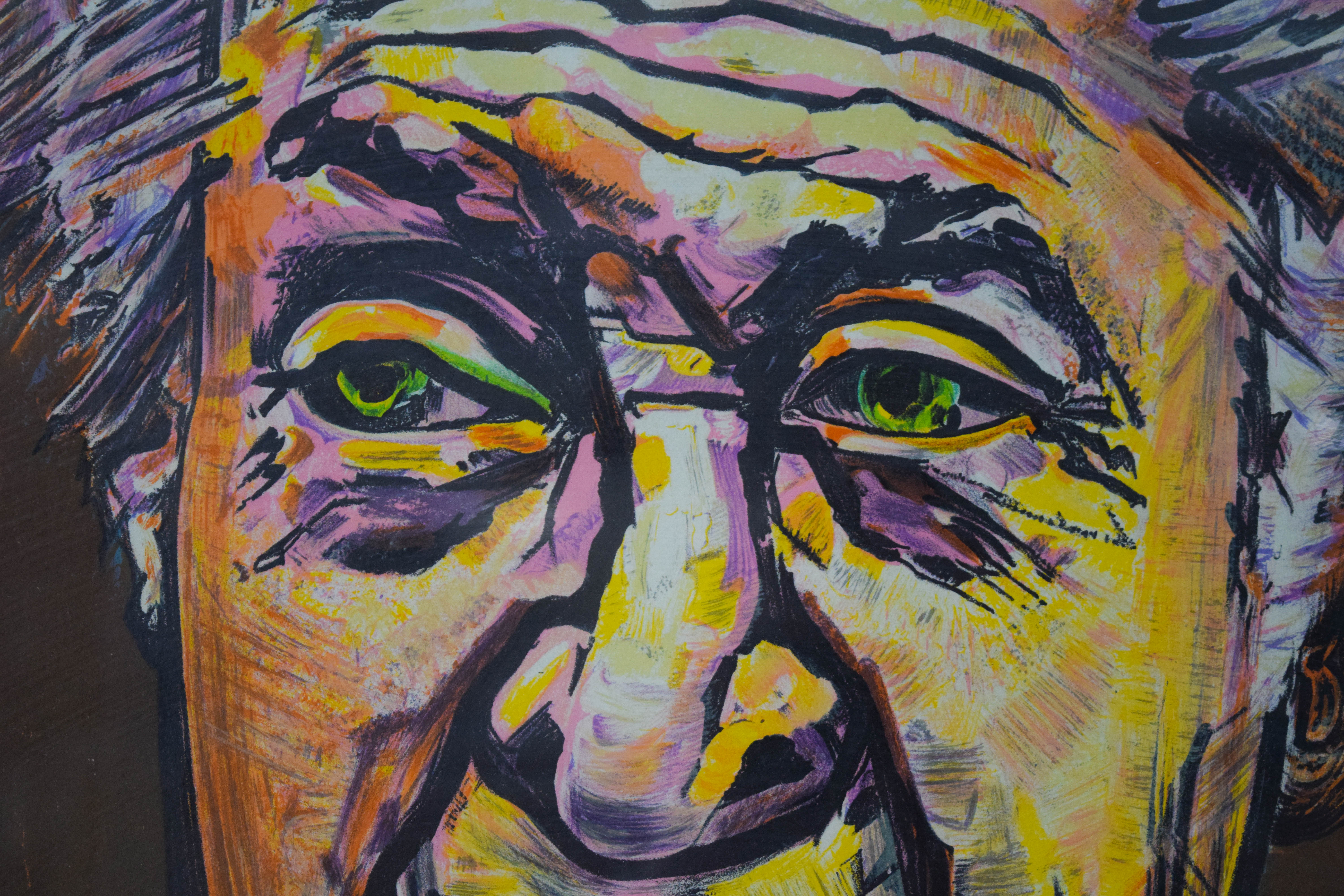 David Alfaro Siqueiros Lithograph Self Portrait