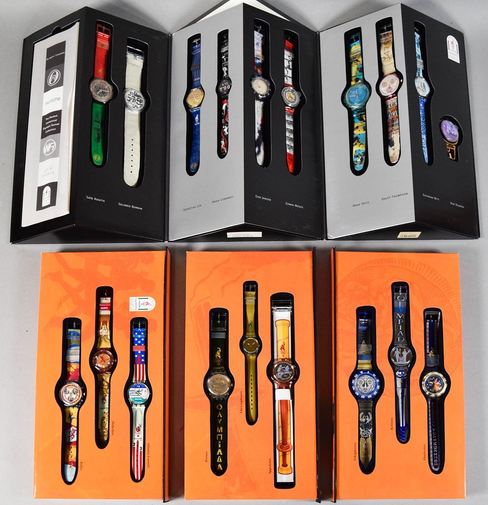 Lot 354: 2 Swatch Centennial Olympic Games Commemorative Watch Sets