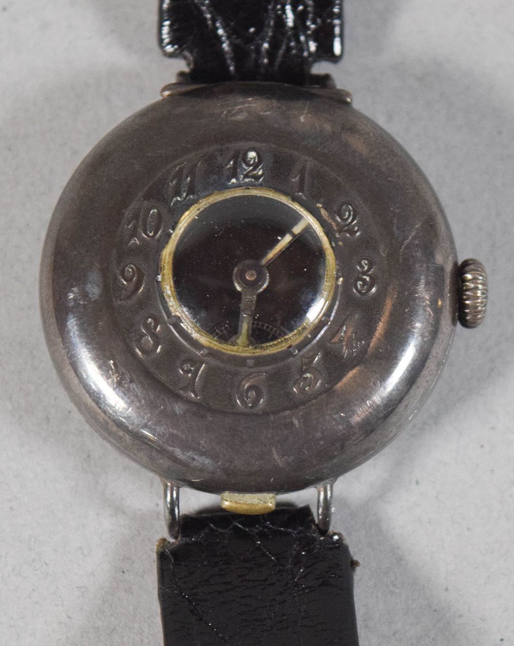 Lot 342: Sterling Silver Half-Hunter Trench Watch