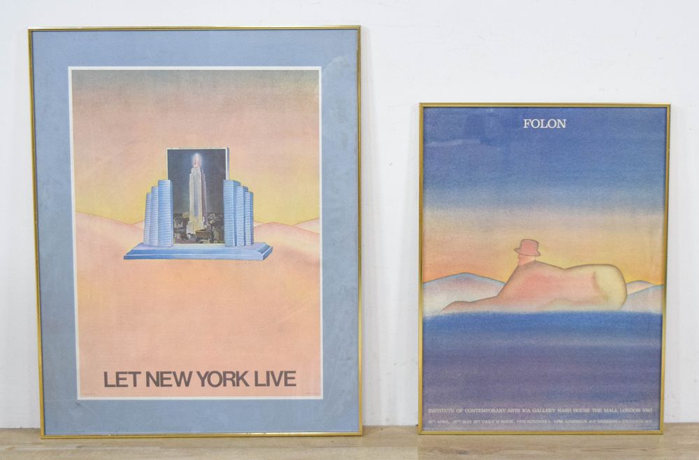 Lot 313: 2 Framed Jean-Michel Folon Exhibition Posters
