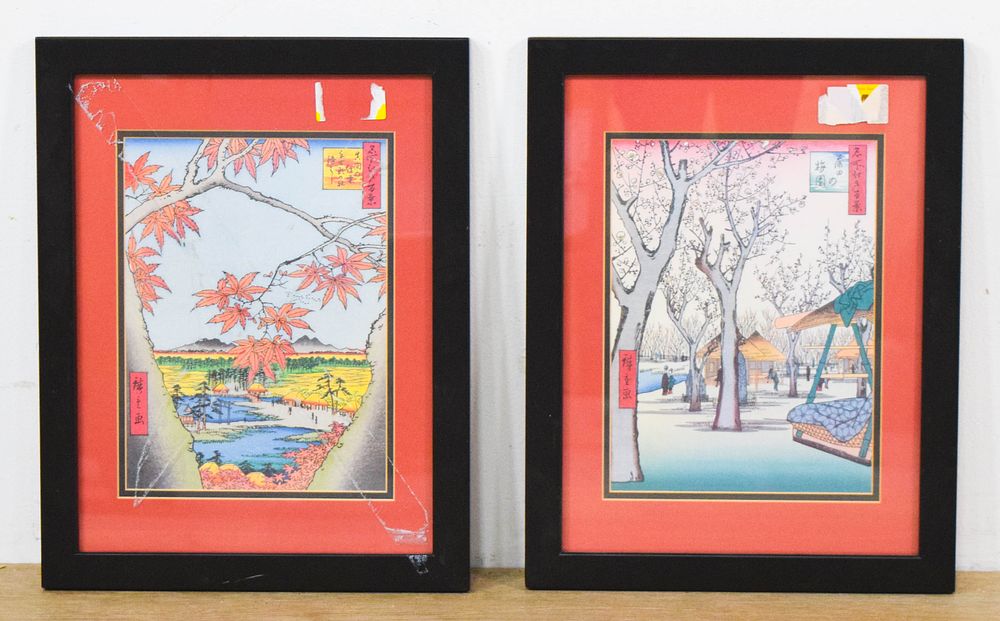 Lot 399: After Hiroshige Pair of Prints Maple Trees and Plum Garden