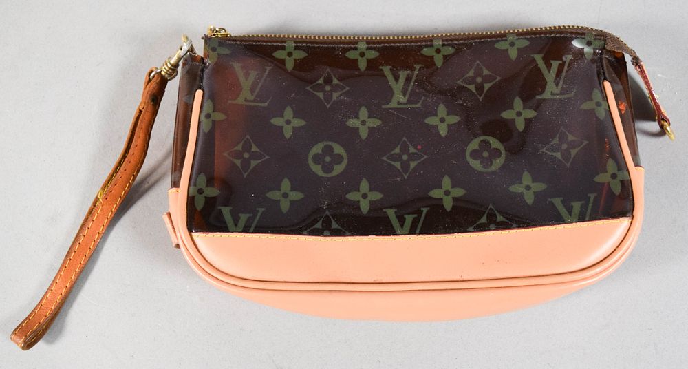 Lot 334: Louis Vuitton Translucent Vinyl and Vachetta Leather Monogram Pochette