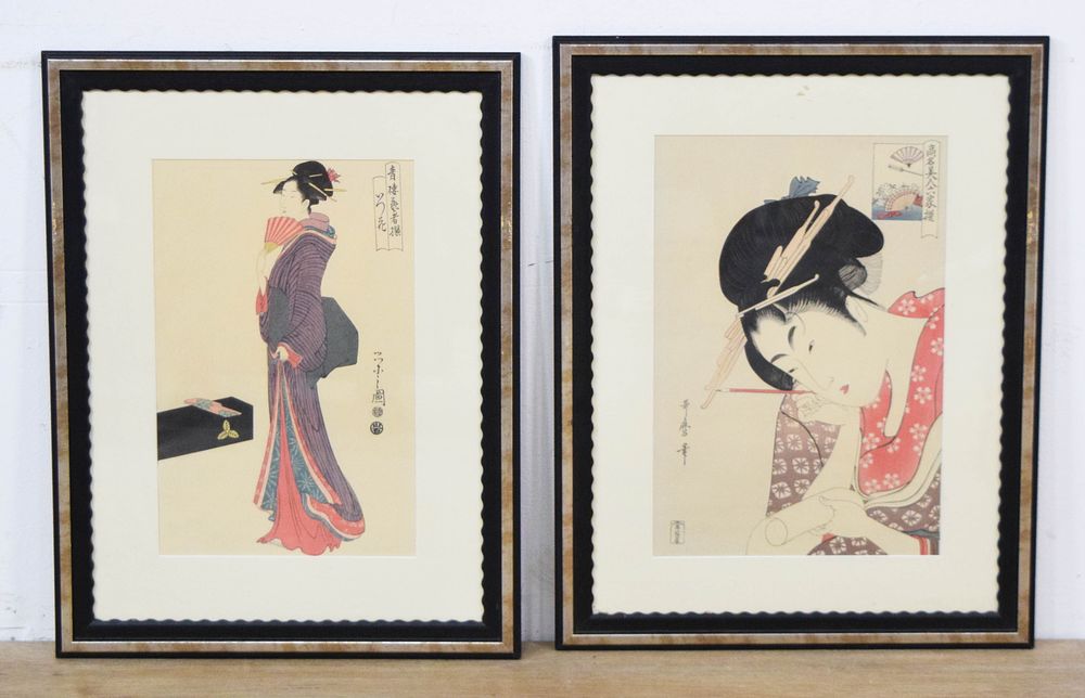Lot 401: Pair of Japanese Woodblock Prints After Kitagawa Utamaro