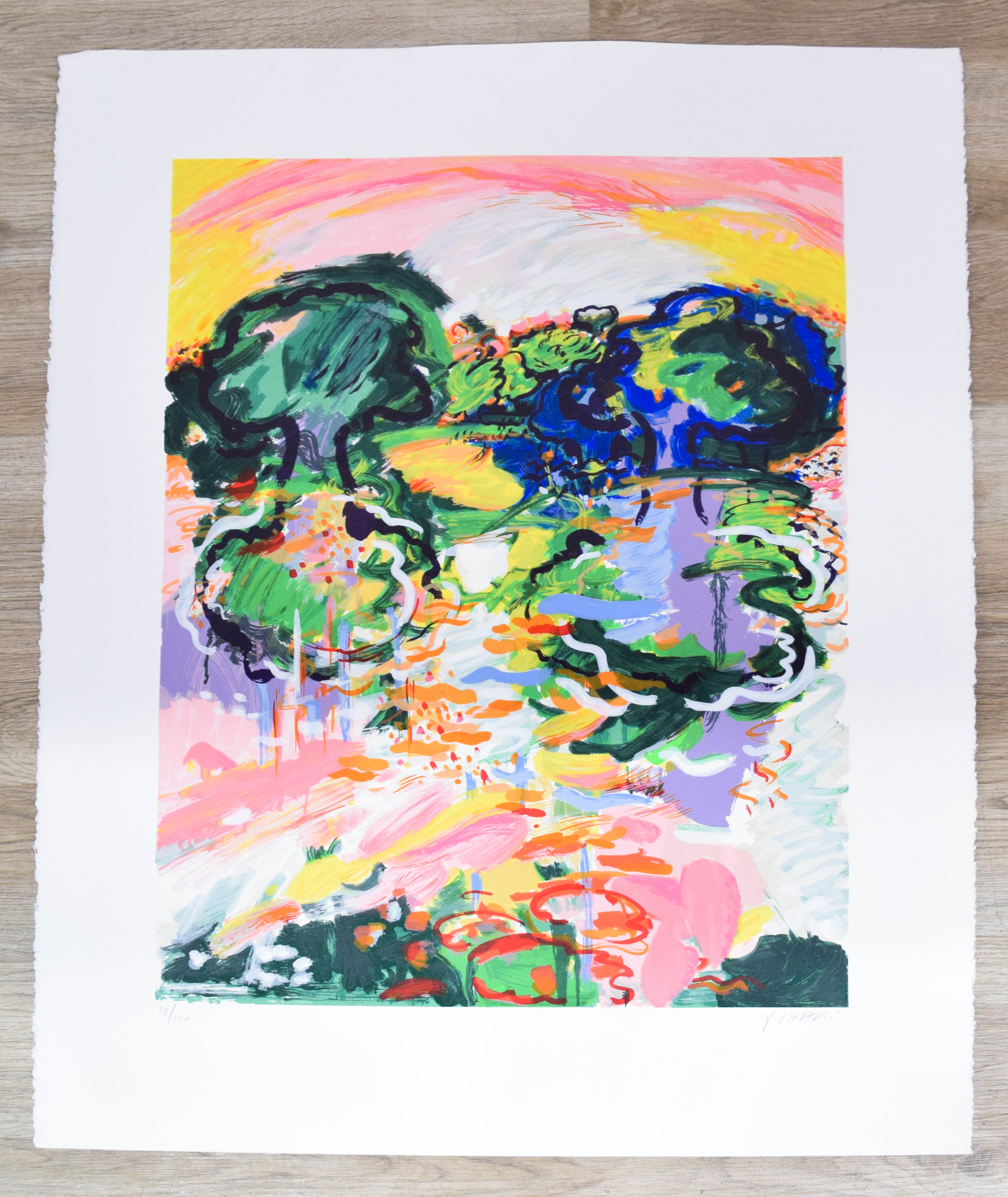 Yehouda Chaki Lithograph Abstract Landscape