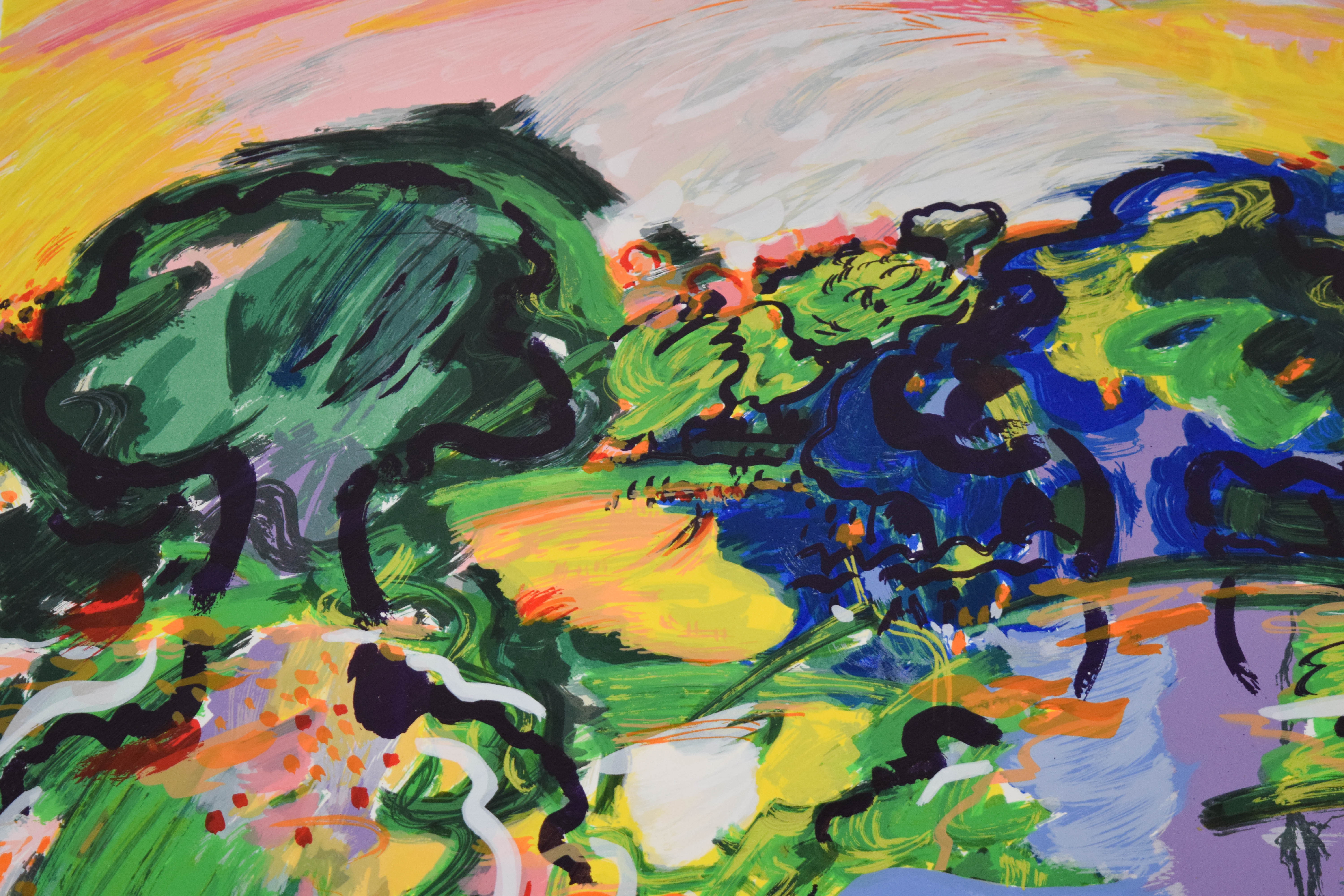 Yehouda Chaki Lithograph Abstract Landscape