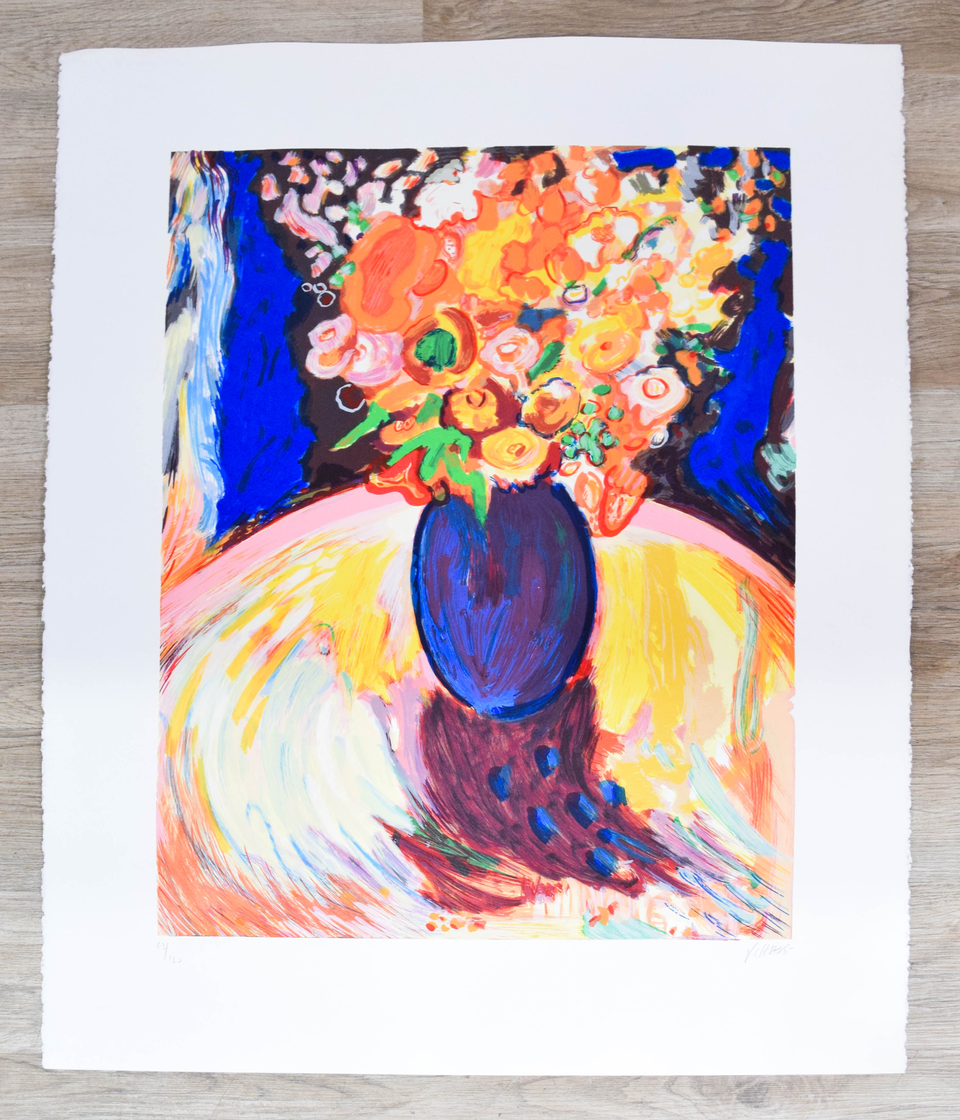 Yehouda Chaki Lithograph Floral Still Life